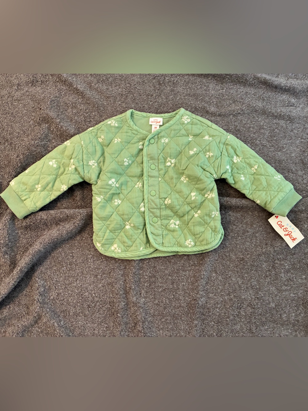 Cat & Jack Green Quilted Floral Baby Jacket